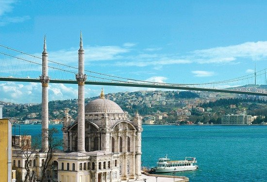 Ortaköy Mosque on the Bosphorus with the bridge behind, Istanbul